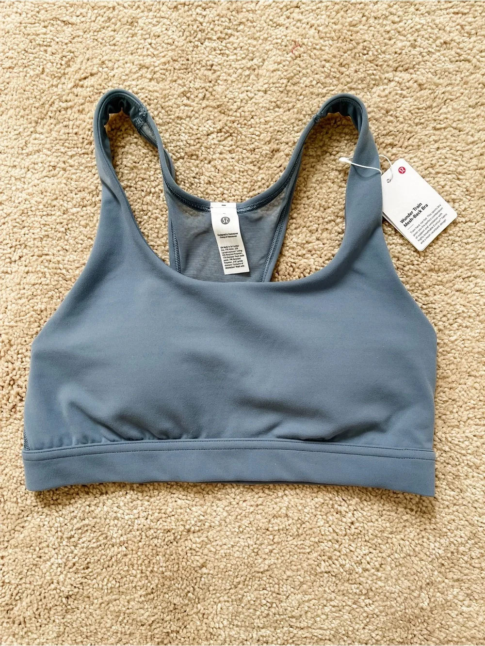 Lululemon wunder train mesh-back bra NEW with tags size 6, steel blue